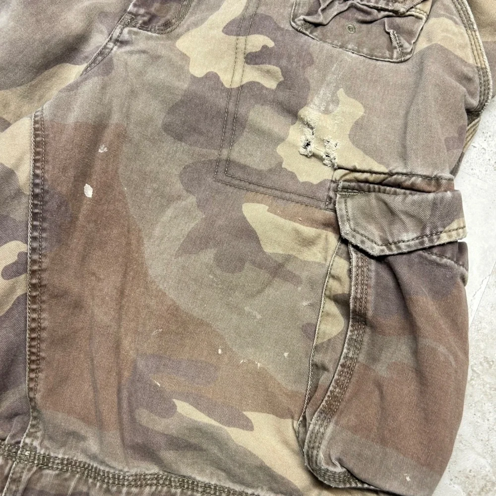 Vintage Y2K Gap Mens 38 Faded Military Surplus Camouflage Cargo Shorts Cotton